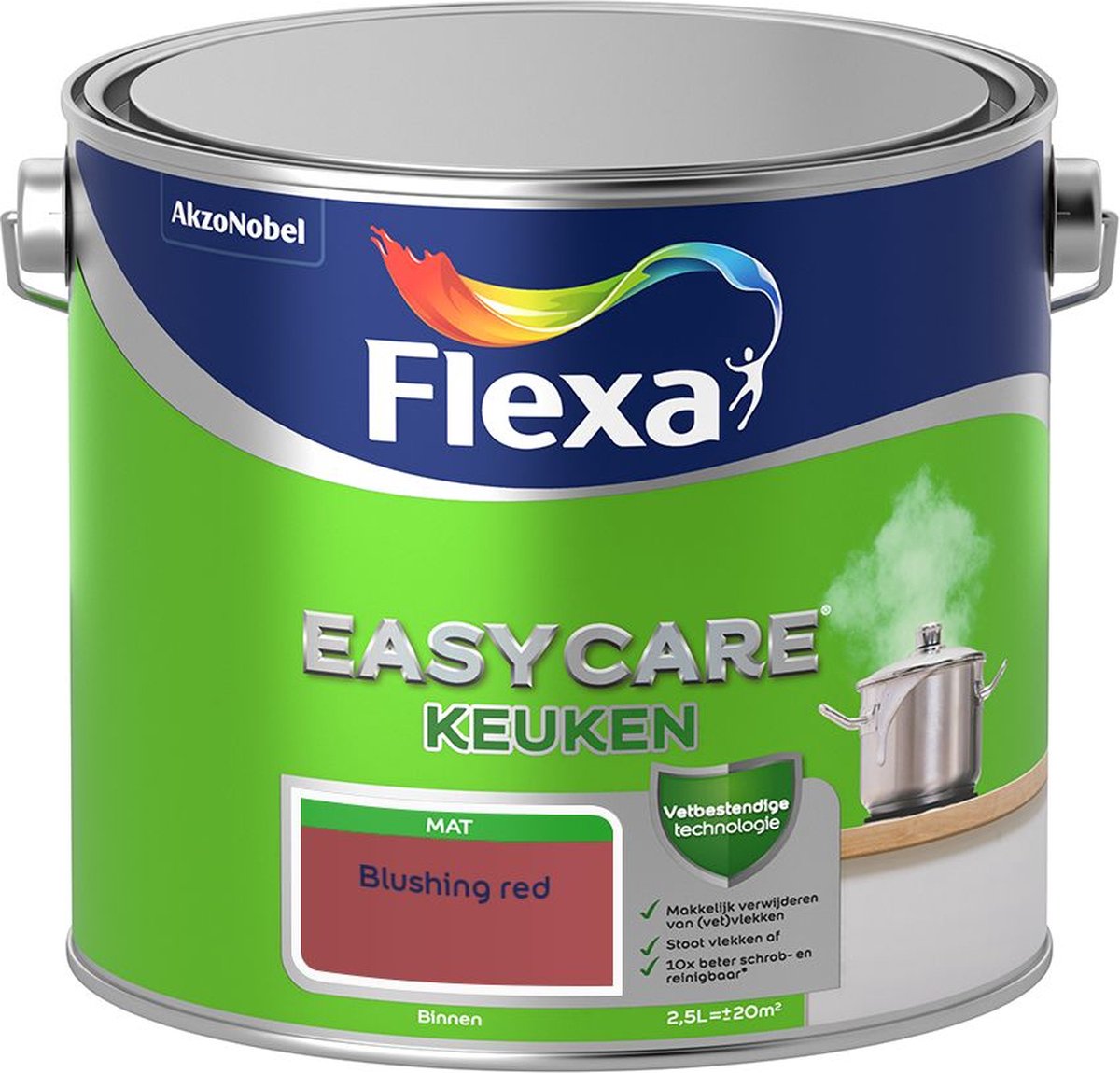 Flexa | Easycare Muurverf Mat Keuken | Blushing red - Kleur van het jaar 2012 | 2.5L
