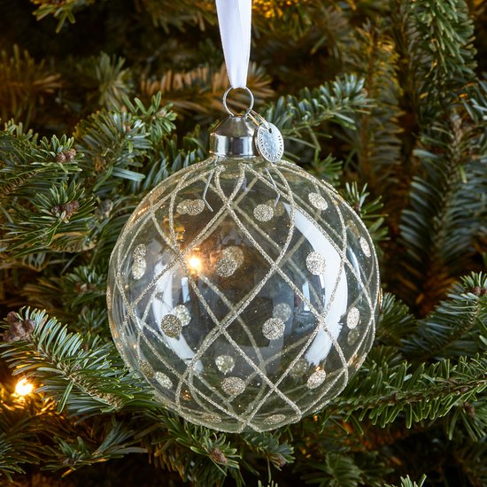 Riviera Maison Kerstbal - Lovelyen Dots Ornament - Transparant - Ø10cm | bol.com
