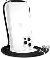 Telefoonhoesje met koord Geschikt voor iPhone 14 Pro Max  - Kettinghoesje - Anti Shock - Transparant TPU - Draagriem voor Schouder / Nek - Schouder tas - ZT Accessoires