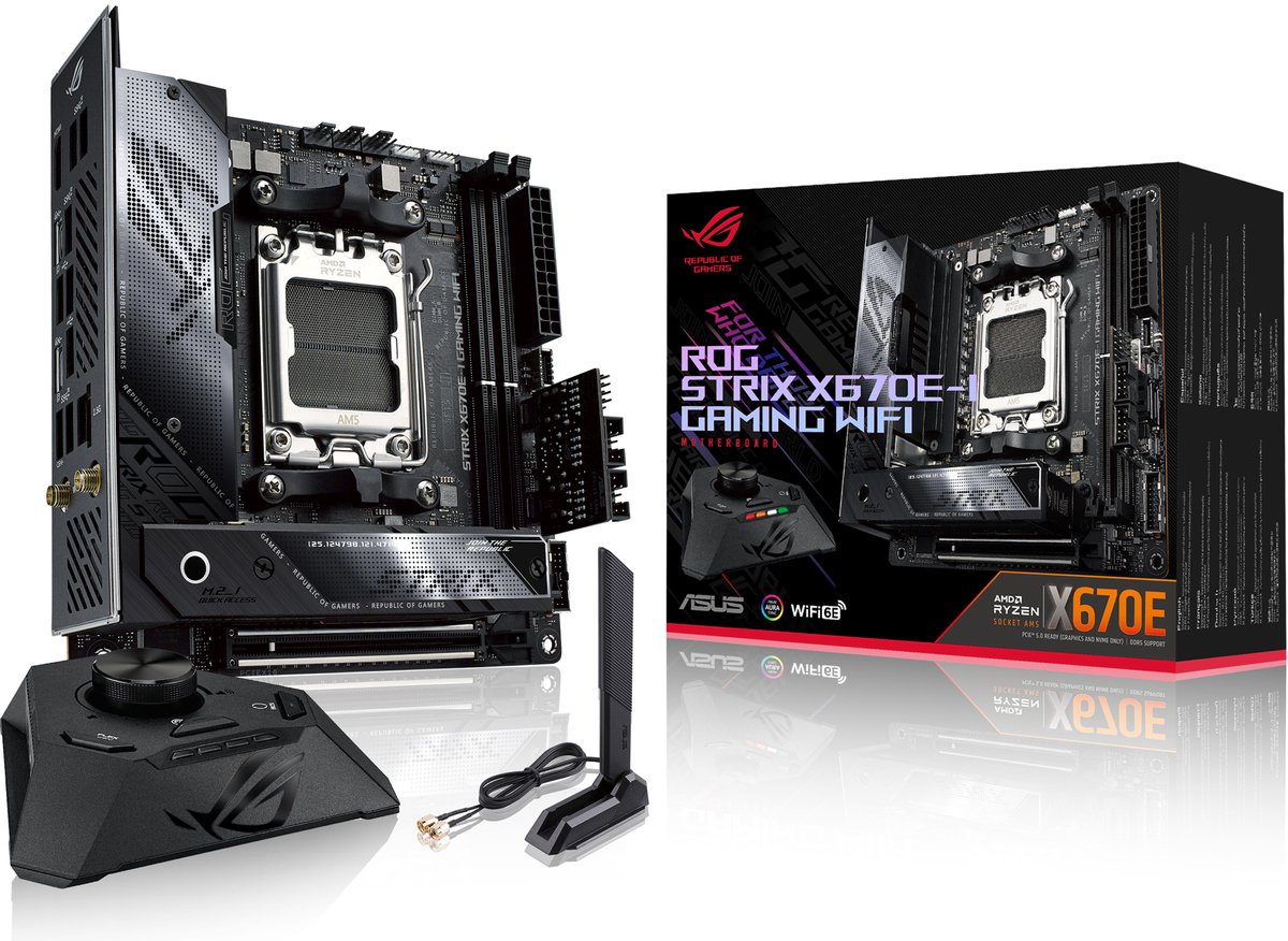 ASUS ROG STRIX X670E-I GAMING WIFI - Moederbord Mini-ITX - Socket AM5 - AMD X670 - DDR5 - ROG High Definition Audio ALC4050 - 2.5 Gbps LAN