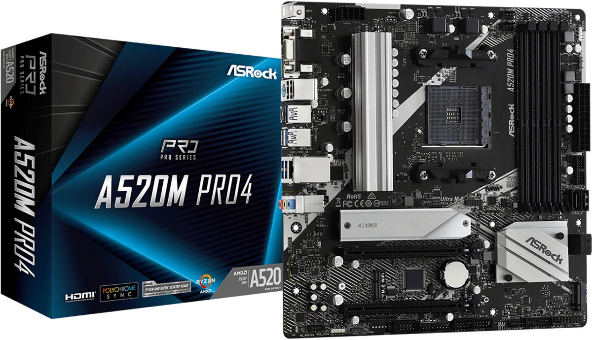 ASRock A520M Pro4 RAID, Gb-LAN, Sound, µATX