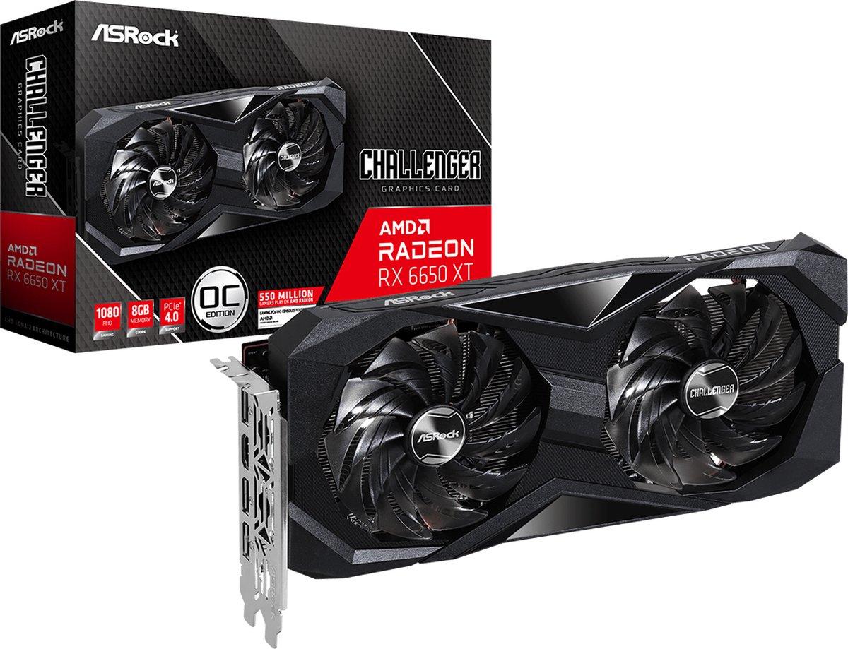 Asrock Radeon RX 6650 XT Challenger D 8GB OC - Videokaart - 8 GB GDDR6 - PCIe 4.0 x8 - 1x HDMI, 3x DisplayPort