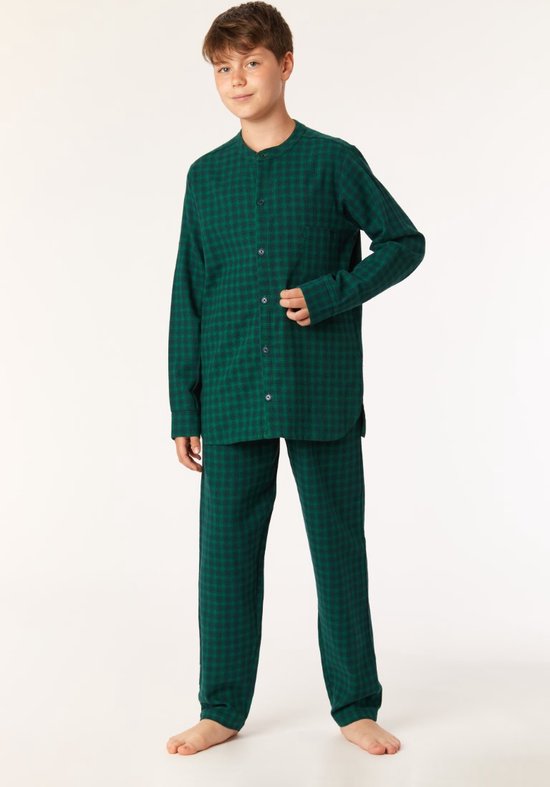 Woody Jongens-Heren Pyjama donkerblauw-groen - maat 128/8J