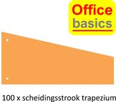 Scheidingsstroken trapezium tabbladen Office Basics - 2 gaats - oranje karton - set 100 stuks