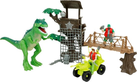 Foto: Dinosaurus speelset met licht en geluid complete set met o a een dinosaurus poppetjes en wapens