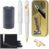 Kaweco - Cadeauset - (5delig) - Vulpen CLASSIC SPORT WIT Fountain Pen - Fine - Vintage blikje - Oktogonal Clip Vergoldet - Patronen houder zwart - Vullingen