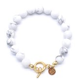 Armband dames kralen met gouden sluiting - Kralen armband wit natuursteen howliet - goud verguld - met geschenkverpakking - Sieraden voor vrouwen van Sophie Siero