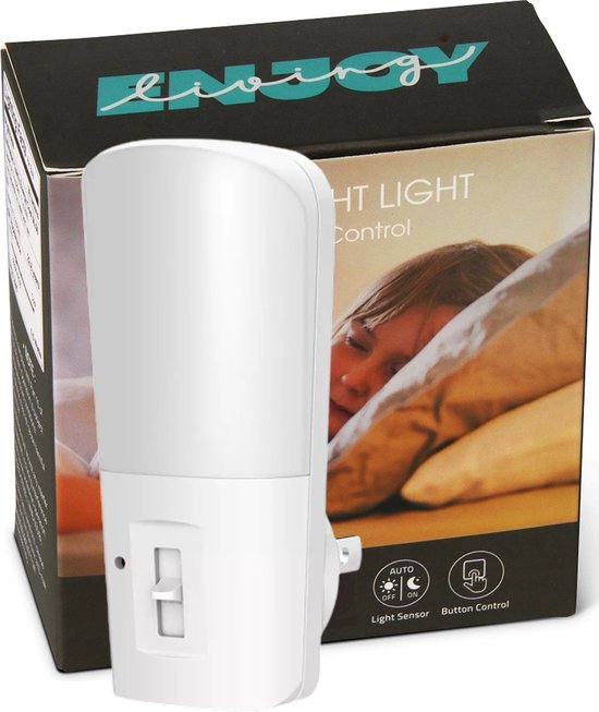 1 Stuks – Dimbare LED Nachtlampje – Wit licht met sensor – Stopcontact – baby – kinderen – volwassenen – Dimbaar – Nachtlampjes voor babykamer -…