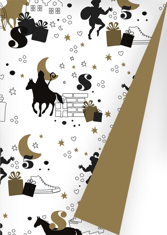Cadeaupapier touch of gold - zwart/goud - 200x70 cm Cadeaupapier touch of gold - zwart/goud - 200x70 cm
