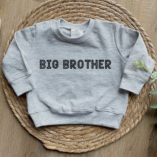 Sweater voor kind - Big Brother - Grijs - Maat 86 - Geboorte - Baby - Aankondiging - Familieuitbreiding - Cadeau - Ik word grote broer