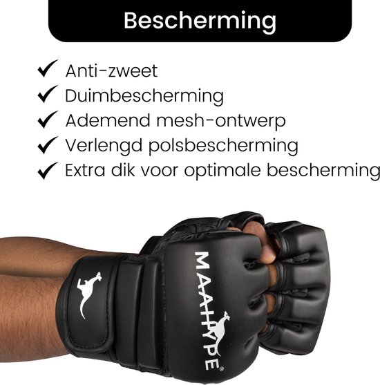 LangRay MMA Handschoenen, Sparring Grappling Bokshandschoenen Martial Arts Wanten Gewatteerde Ponszak Handschoenen Verstelbare Polsbescherming voor Kickboxen Muay Thai Combat Sport Training, L