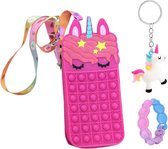 Speelgoed 3 jaar - Fidget Toys - 3-Pack - Fidget speelgoed - Unicorn - Fidget Toys pakket - Tasje 21 x 9 x 4 cm - Eenhoorn - Eenhoorn tasje - Unicorn tasje - armbandje - sleutelhanger - roze