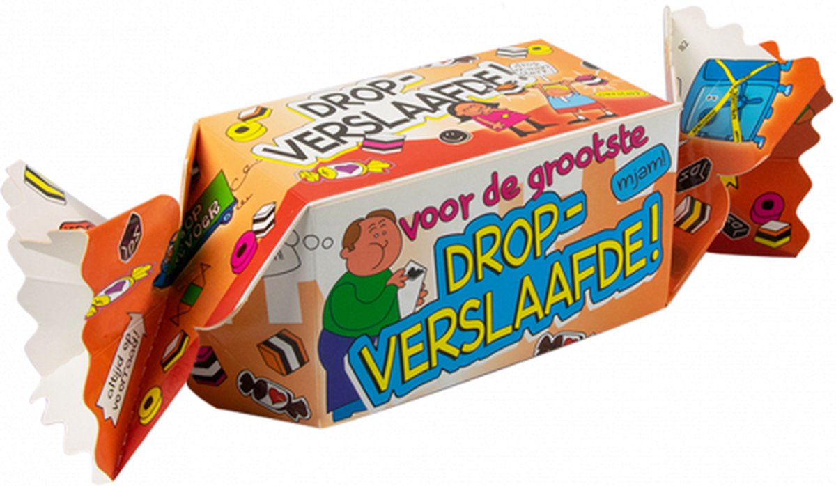 Snoeptoffee - Dropverslaafde - Gevuld met luxe verpakte toffees - In cadeauverpakking met gekleurd lint