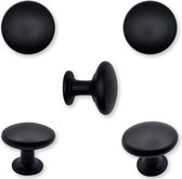 Kastknoppen Macon zwart rond 5 Stuks - Diameter 27 mm - Kastknop - Meubelknop - Deurknoppen voor kasten - Meubelbeslag - Deurknopjes - Meubelknoppen