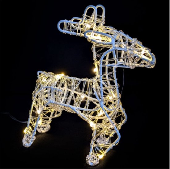 Rendier kerst decoratie met LEDverlichting 21 cm type 1 Kerstverlichting dieren bol