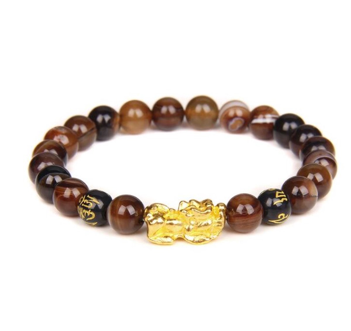 Feng Shui armband - geluksbrenger - geluksarmband - geluk - 21 cm Brown Agate - 1 stuks