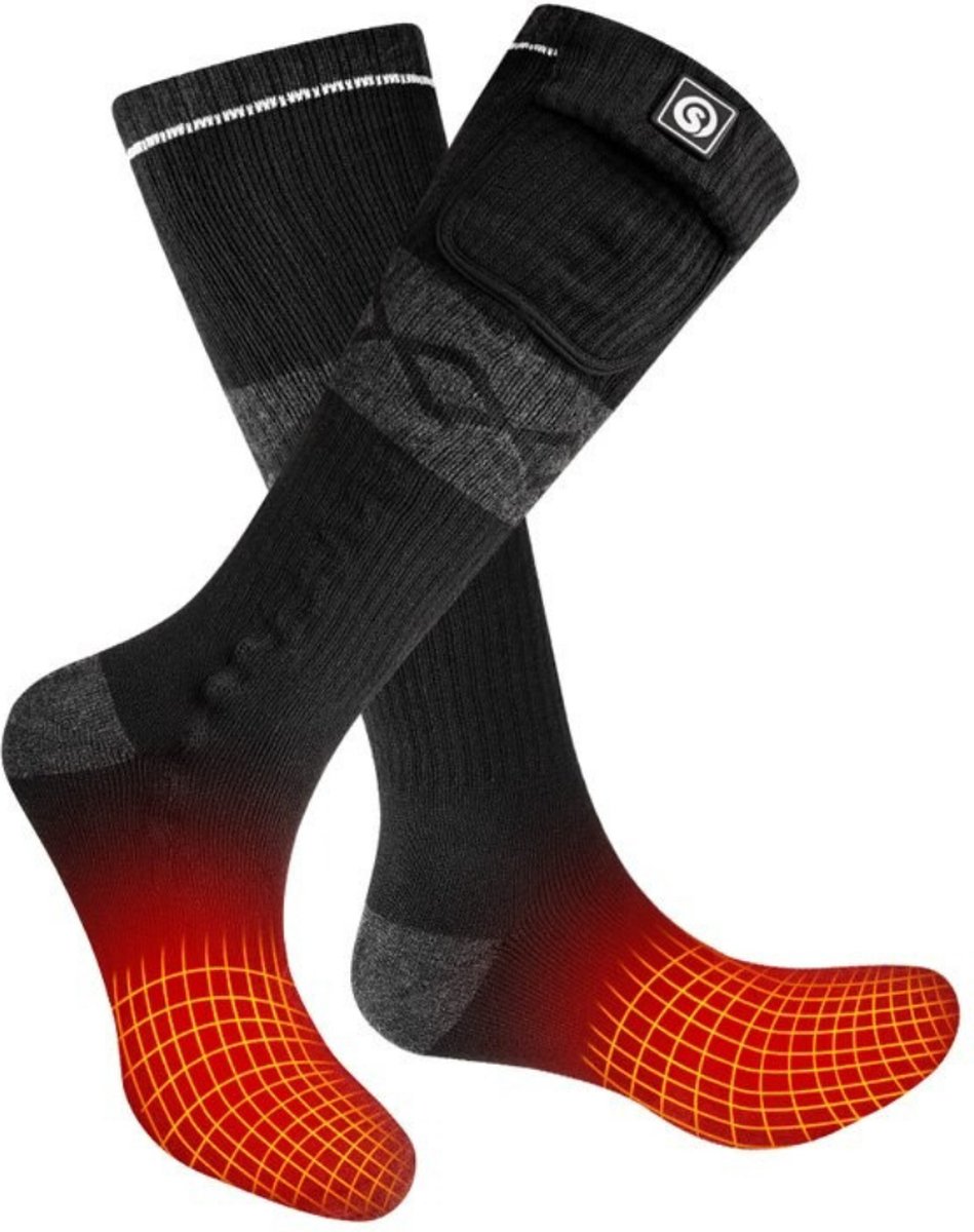 LooMar Verwarmde Sokken Elektrisch - Verwarmde Sokken met Oplaadbare Accu - Elektrische sokken 3 Standen - Zwart Maat 42-46 (L)