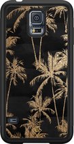 Casimoda® hoesje - Geschikt voor Samsung Galaxy S5 - Palmbomen - Zwart TPU Backcover - Planten - Zwart