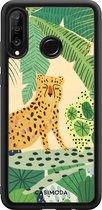 Casimoda® telefoonhoesje - Geschikt voor Huawei P30 Lite - Jungle Luipaard - Zwart TPU hoesje - Backcover - Groen - Luipaardprint