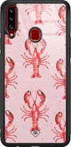 Casimoda® hoesje - Geschikt voor Samsung Galaxy A20s - Lobster All The Way - Luxe Hard Case Zwart - Backcover telefoonhoesje - Roze