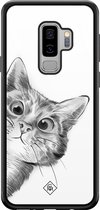 Casimoda® hoesje - Geschikt voor Samsung Galaxy S9+ - Peekaboo - Luxe Hard Case Zwart - Backcover telefoonhoesje - Wit