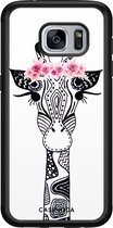 Casimoda® hoesje - Geschikt voor Samsung Galaxy S7 - Giraffe - Zwart TPU Backcover - Giraffe - Wit