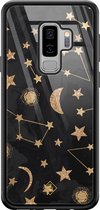Casimoda® hoesje - Geschikt voor Samsung Galaxy S9+ - Counting The Stars - Luxe Hard Case Zwart - Backcover telefoonhoesje - Goudkleurig