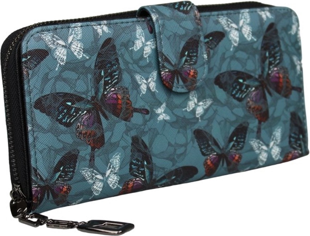 Dames Portemonnee Vlinder - Rits Portemonnee - Grote Damesportemonnee Print - Vintage Butterfly - Portemonnee Meisjes
