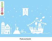 Inepien | herbruikbare raamsticker | Sinterklaas | stoomboot | wit