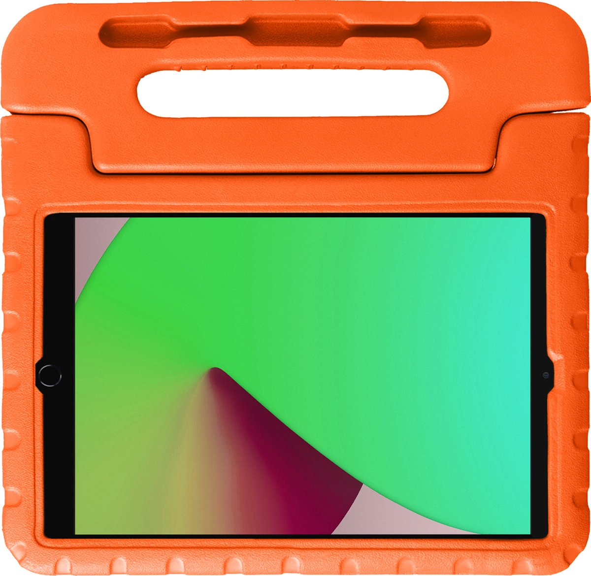 Hoesje Geschikt voor iPad 10.2 2021 Hoesje Kinderhoes Shockproof Hoes Kids Case Met 2x Screenprotector - Oranje.