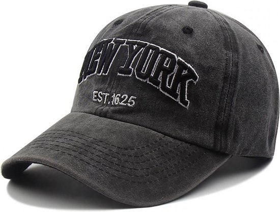 Baseball Cap New York – Zwart – Stonewashed Denim Pet