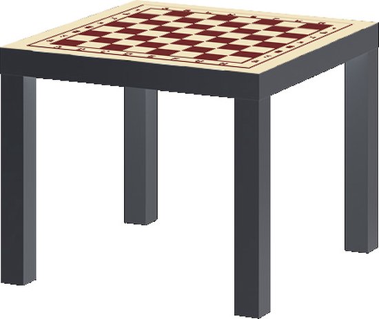Thumbnail van een extra afbeelding van het spel Tafeltje met schaakbord print incl. stukken - zwart - ZONDER opdruk stukken