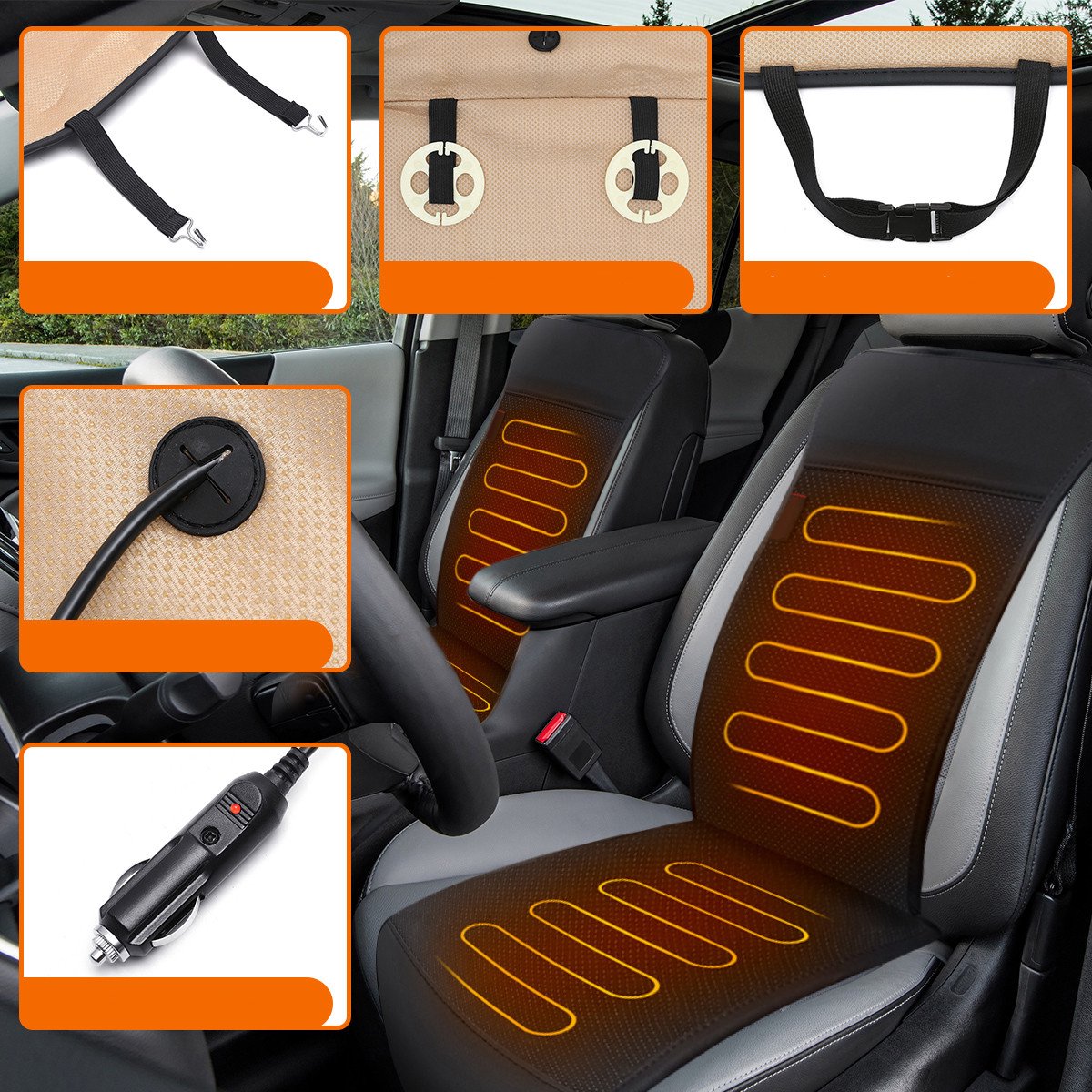 Coussin chauffant USB pour voiture ou fauteuil de bureau Infactory