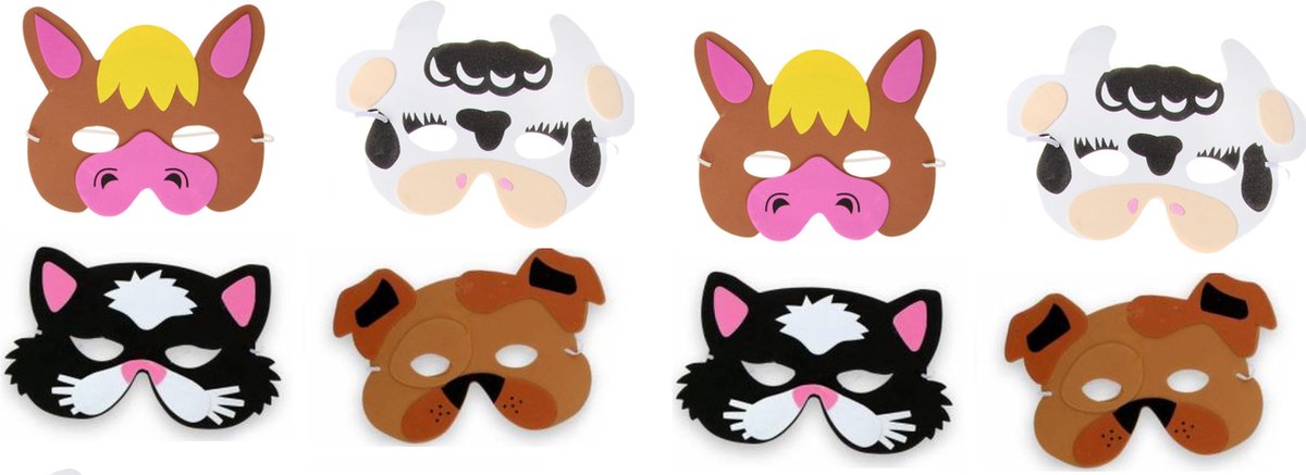 Foammasker | Boerderij Dieren Masker | Lightfight | 8 Boerderijdieren Maskers