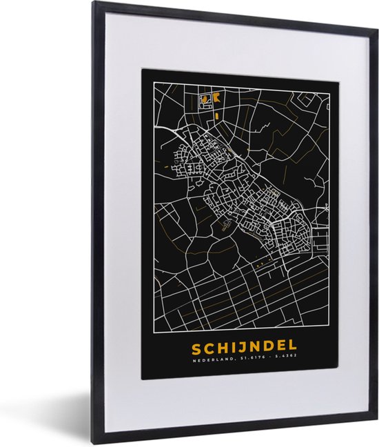 Fotolijst Incl Poster Kaart Black Gold Stadskaart Schijndel Plattegrond Bol Com