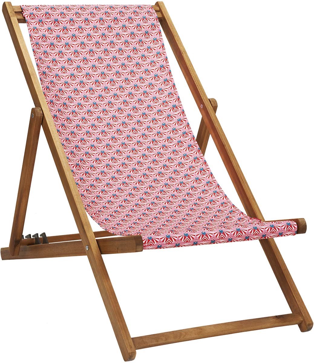 Houten Strandstoel met Nour Rose design - Ligstoel - Tuinstoel - Acaciahout - met vier verstelbare rugleuning posities
