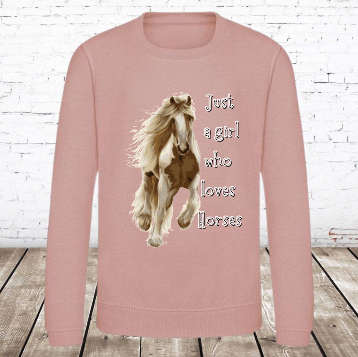 Sweater Just a girl who loves horses roze - Roze - 146/152