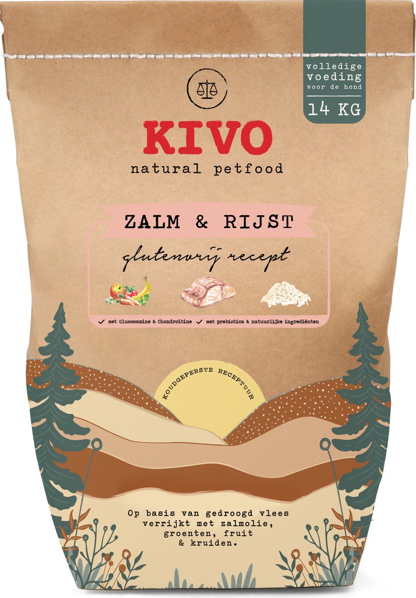Kivo Petfood hondenvoer Zalm & Rijst Glutenvrij 14 kg