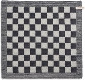 Knit Factory Gebreide Keukendoek - Keukenhanddoek Block - Geblokt motief - Handdoek - Vaatdoek - Keuken doek - Ecru/Antraciet - Traditionele look - 50x50 cm
