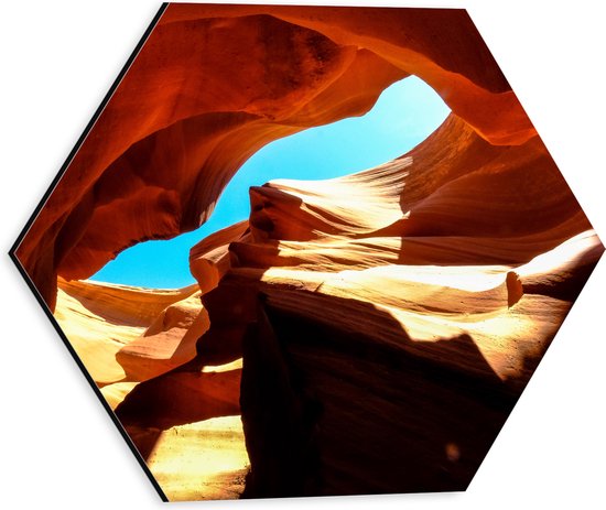 WallClassics - Dibond Hexagon - Antelope Canyon - 30x26.1 cm Foto op Hexagon (Met Ophangsysteem)