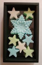 Zeepjes - zeep - sterren - 8 stuks - ijsster - cadeau - blauw - groen - wit - zwart doosje