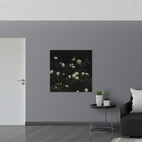 WallClassics - Drapeau - Arbuste à Fleurs Witte - Photo sur drapeau polyester 100 x 100 cm