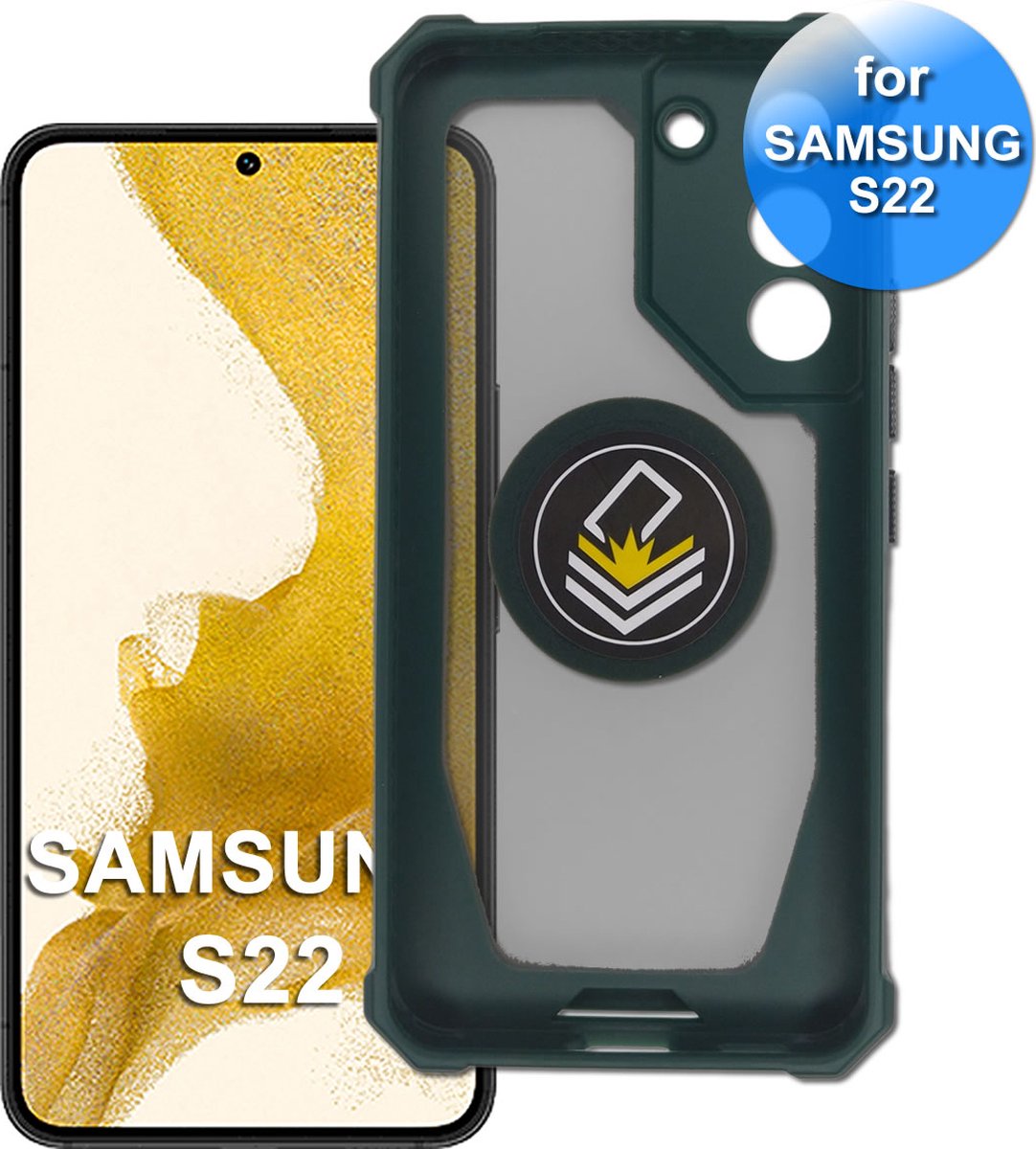 Telefoonhoesje geschikt voor de Samsung S22 - Hard Backcover - Siliconen - Antishock - Semi Transparant - Groen