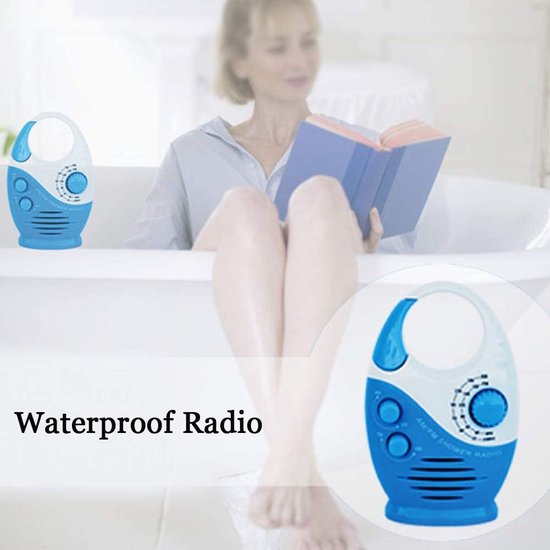 Radio Douche Étanche AM/FM - Haut-Parleur Intégré - Accrochage Pratique - Piles AA