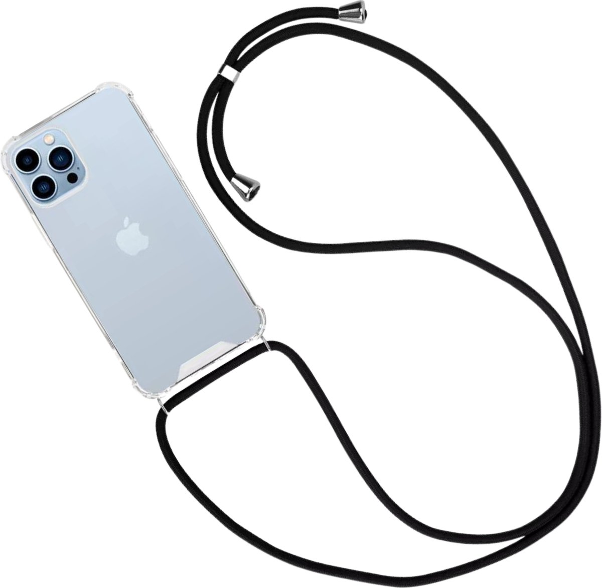 AdroitGoods Iphone 12 mini Telefoonhoesje Met koord - Telefoonkoord - Telefoonketting - Backcover met Koord - Transparant