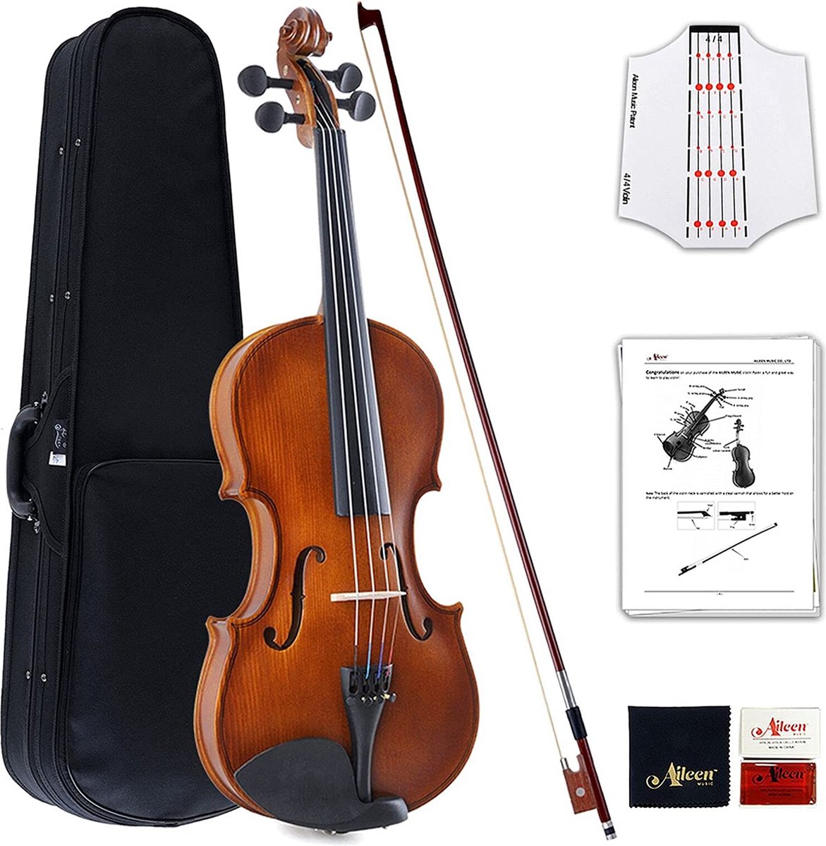 Violon 4/4 pleine grandeur avec étui, épaulière, archet, colophane