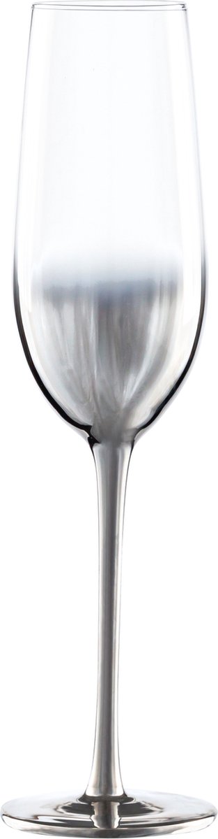 Vikko Décor Handgeblazen Champagne Glazen - Set van 6 Champagne Coupe - Flutes - Ombre Zilver