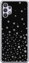 Casimoda® hoesje - Geschikt voor Samsung A32 5G - Falling Stars - Backcover - Siliconen/TPU - Zwart