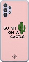 Casimoda® hoesje - Geschikt voor Samsung A32 5G - Go Sit On A Cactus - Backcover - Siliconen/TPU - Roze