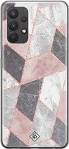 Casimoda® hoesje - Geschikt voor Samsung A32 4G - Stone grid marmer / Abstract marble - Backcover - Siliconen/TPU - Roze